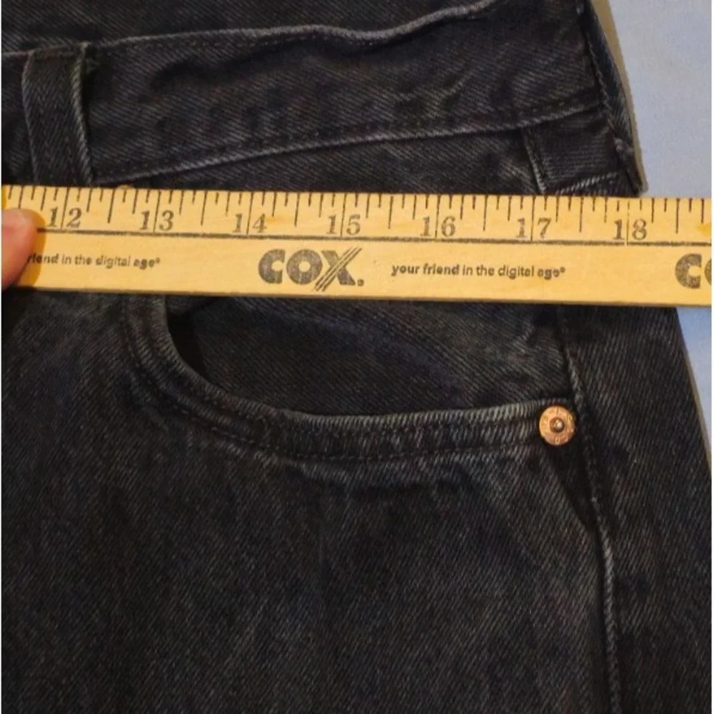VTG Levi Jeans Mens 36x30 Black Denim Button Fly 501 Red Tab Weathering‎
